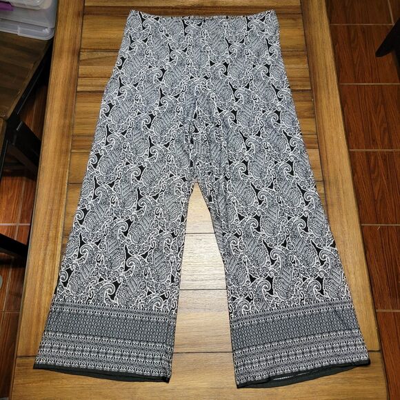 Zac & Rachel Woman B&W Paisley Pants - Size 2X - Picture 1 of 6